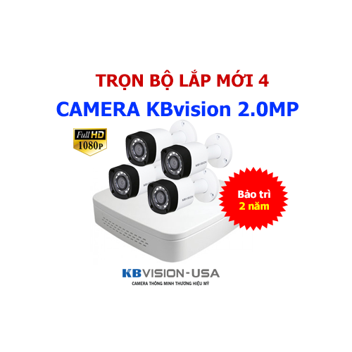 TRỌN BỘ 4 CAMERA KBVISION 2.0MP