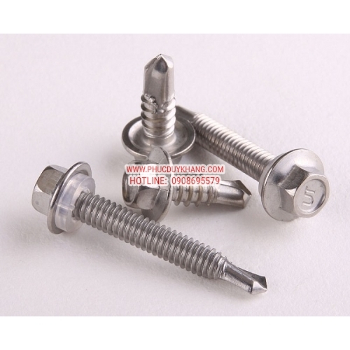 Vít bắn tôn SUS410 M6.3*80mm Nón Inox 304 M24mm + cao su
